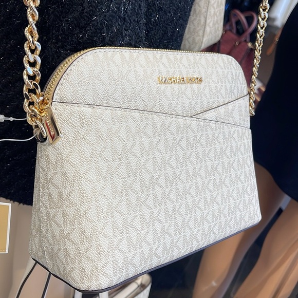 Michael Kors Jet Set Travel Medium Metallic Signature Logo Dome Crossbody Satchl - Picture 9 of 16